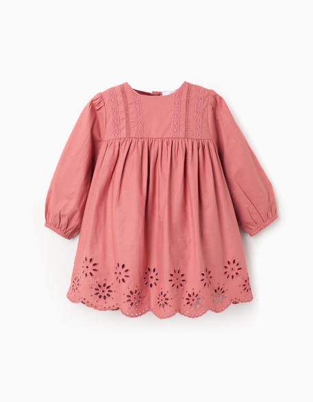 Bébé-Robe en popeline avec broderie anglaise