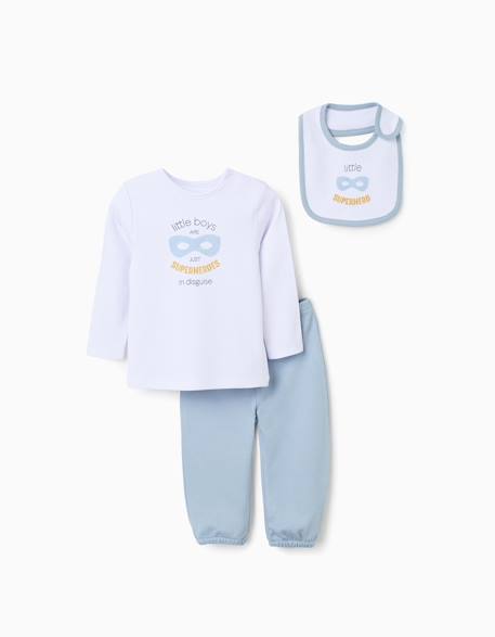 Pyjama à manches longues + bavoir en coton Blanc 1 - vertbaudet enfant 