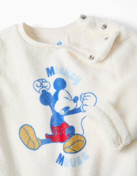 Pyjama en polaire corail avec imprimé mickey Blanc 3 - vertbaudet enfant 