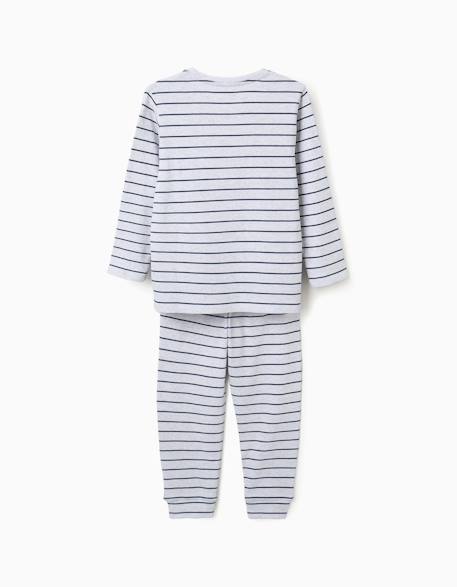 Pyjama côtelé à manches longues et rayures Gris 2 - vertbaudet enfant 