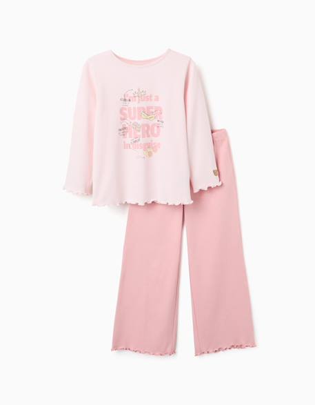 Pyjama en coton à manches longues et imprimé superhero Rose clair 1 - vertbaudet enfant 