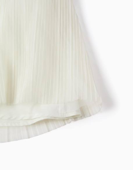 Robe bi-matière à manches courtes en tweed et maille Rose clair 4 - vertbaudet enfant 