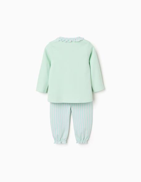 Pyjama long à rayures Vert clair 2 - vertbaudet enfant 
