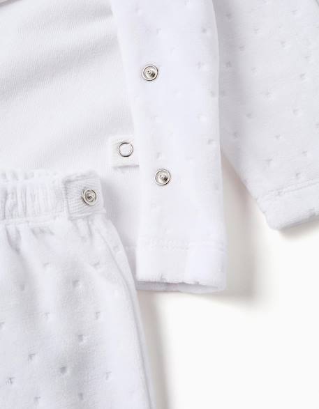 Ensemble en velours de pull + pantalon à pieds Blanc 4 - vertbaudet enfant 