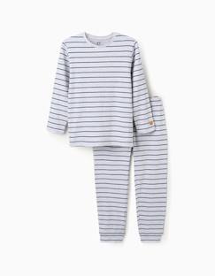 Pyjama côtelé à manches longues et rayures  - vertbaudet enfant