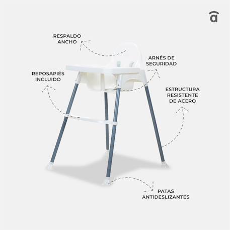 Chaise haute basic pro Blanc 3 - vertbaudet enfant 