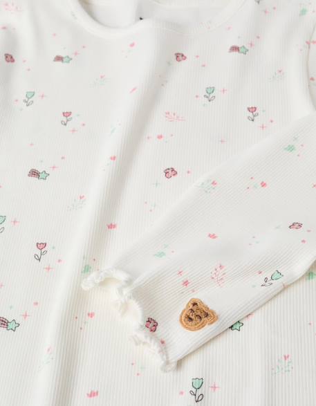 Pyjama à manches longues et motif fleurs et étoiles Blanc 3 - vertbaudet enfant 