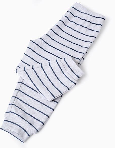 Pyjama côtelé à manches longues et rayures Gris 4 - vertbaudet enfant 