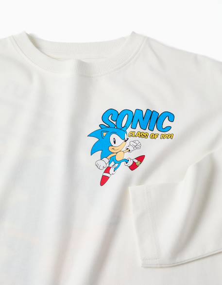 T-shirt en coton à manches longues et imprimés sonic Blanc 3 - vertbaudet enfant 