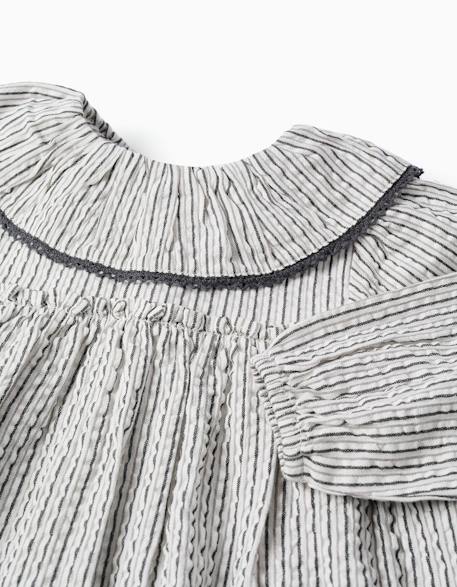 Robe en coton rayé à col volanté b&s Blanc 4 - vertbaudet enfant 