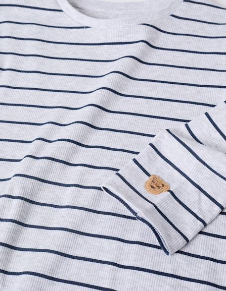 Pyjama côtelé à manches longues et rayures Gris 3 - vertbaudet enfant 