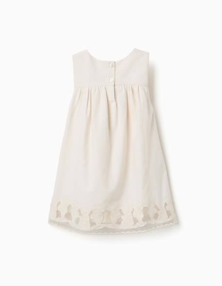 Robe sans manches évasée avec fleurs brodées Blanc 2 - vertbaudet enfant 