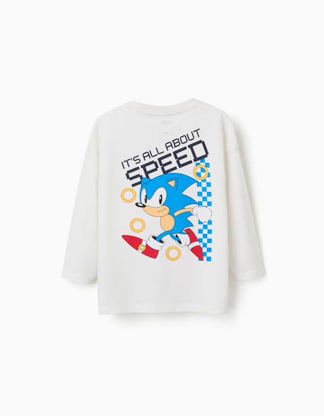 T-shirt en coton à manches longues et imprimés sonic Blanc 2 - vertbaudet enfant 