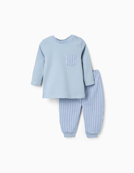 Pyjama long à rayures Bleu clair 1 - vertbaudet enfant 