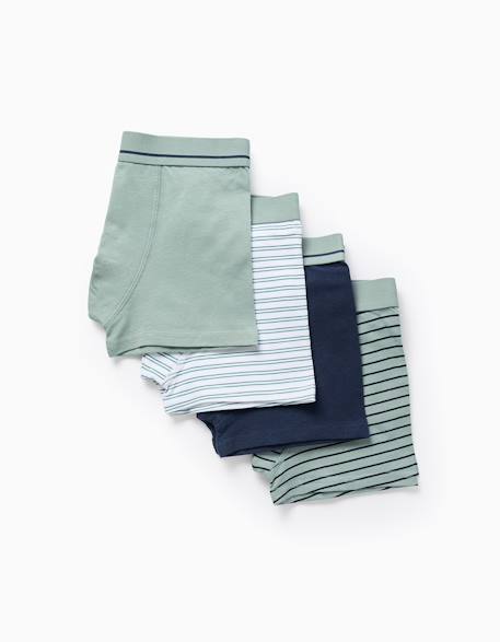 Garçon-Sous-vêtement-Slip, Boxer-Lot de 4 boxers en coton unis/rayés