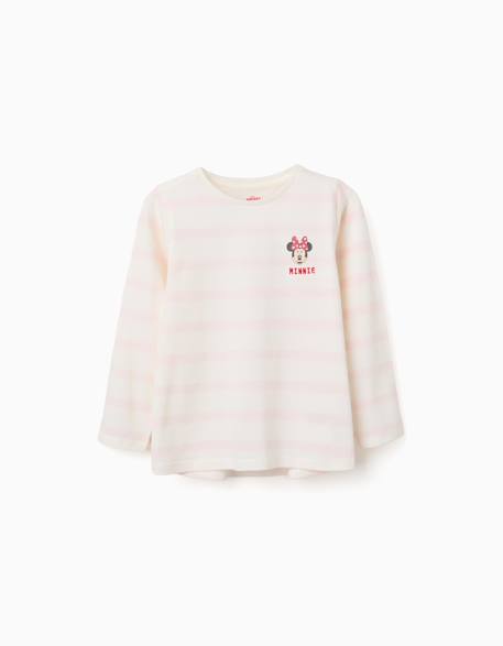 T-shirt rayé à manches longues et imprimé minnie Rose clair 1 - vertbaudet enfant 