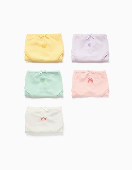 Fille-Lot de 5 culottes en coton à imprimés et nœuds