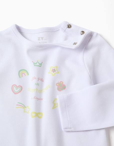 Pyjama à manches longues + bavoir en coton Blanc 3 - vertbaudet enfant 