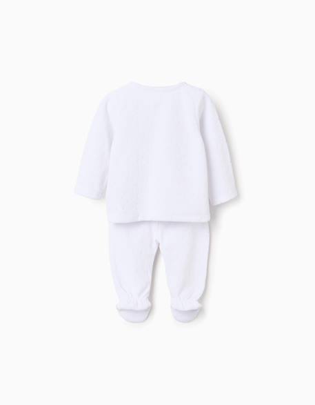 Ensemble en velours de pull + pantalon à pieds Blanc 2 - vertbaudet enfant 