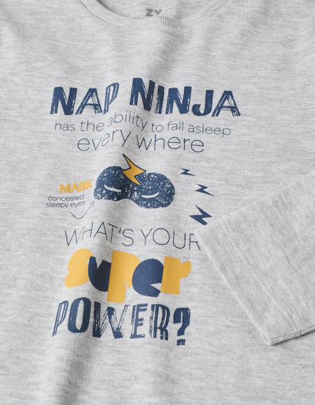 Pyjama en coton à manches longues et imprimé nap ninja Gris clair 3 - vertbaudet enfant 