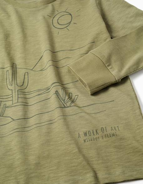 T-shirt en coton à manches longues work of art Orange+Vert foncé 6 - vertbaudet enfant 