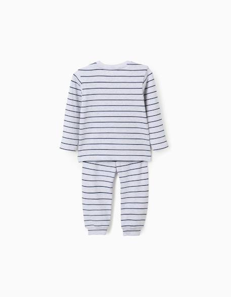 Pyjama côtelé à manches longues et rayures Gris 2 - vertbaudet enfant 