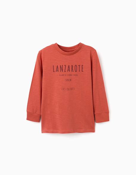 T-shirt en coton à manches longues work of art Orange+Vert foncé 1 - vertbaudet enfant 