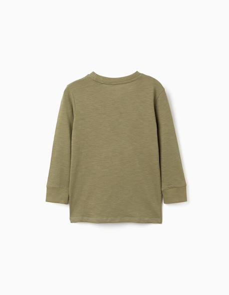 T-shirt en coton à manches longues work of art Orange+Vert foncé 5 - vertbaudet enfant 