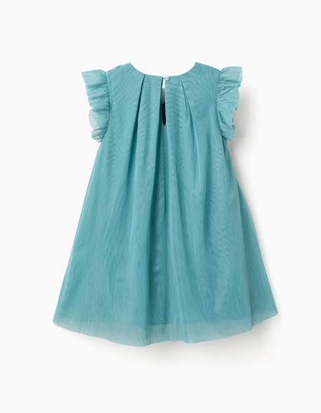 Robe en tulle sans manches à volants et fleurs Bleu clair 2 - vertbaudet enfant 
