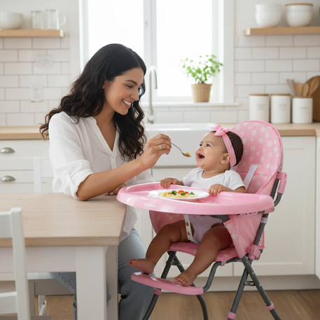 Chaise haute quick stars Gris+Rose 8 - vertbaudet enfant 