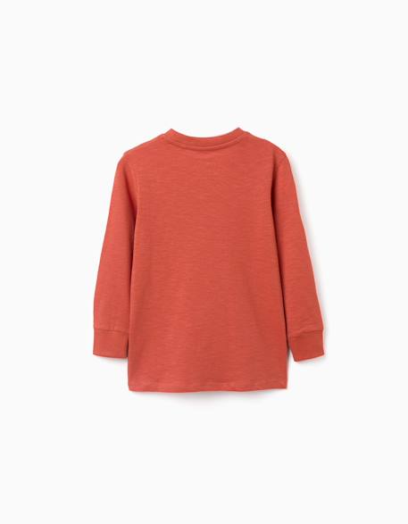 T-shirt en coton à manches longues work of art Orange+Vert foncé 2 - vertbaudet enfant 
