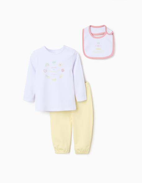 Pyjama à manches longues + bavoir en coton Blanc 1 - vertbaudet enfant 