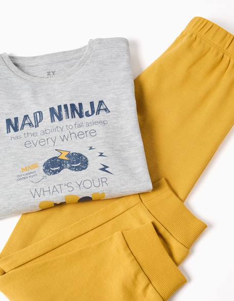 Pyjama en coton à manches longues et imprimé nap ninja Gris clair 4 - vertbaudet enfant 