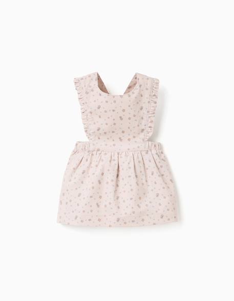 Robe salopette en velours côtelé à motif floral Gris clair 1 - vertbaudet enfant 