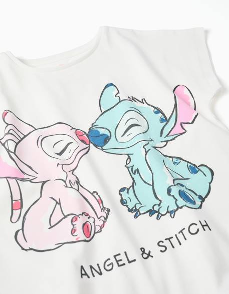 T-shirt en coton avec imprimé stitch et angel Blanc 3 - vertbaudet enfant 