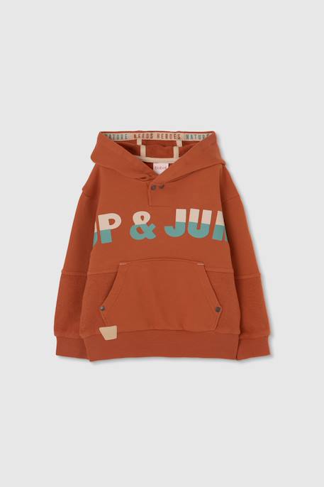Sweat-shirt enfant en coton à capuche Marron 1 - vertbaudet enfant 