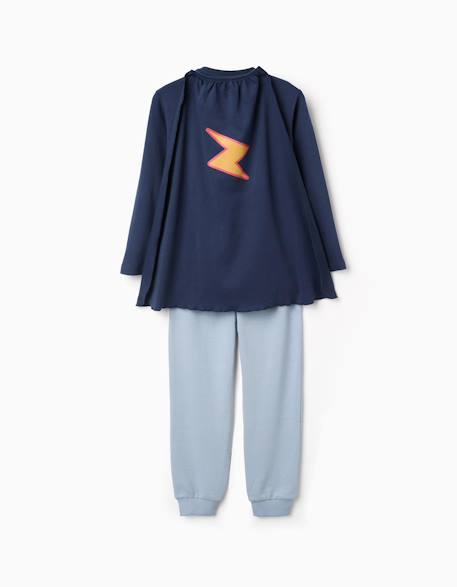 Pyjama en coton à manches longues avec cape amovible Bleu foncé 3 - vertbaudet enfant 