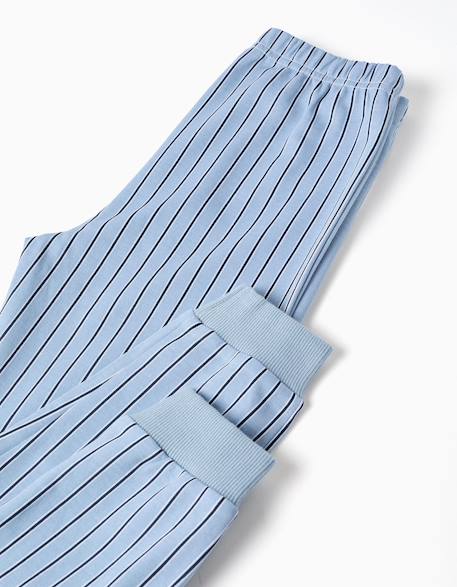 Pyjama en coton à manches longues et rayures Bleu clair 4 - vertbaudet enfant 