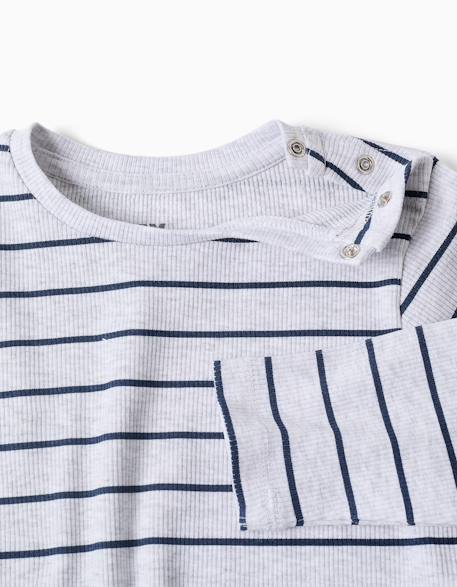 Pyjama côtelé à manches longues et rayures Gris 3 - vertbaudet enfant 
