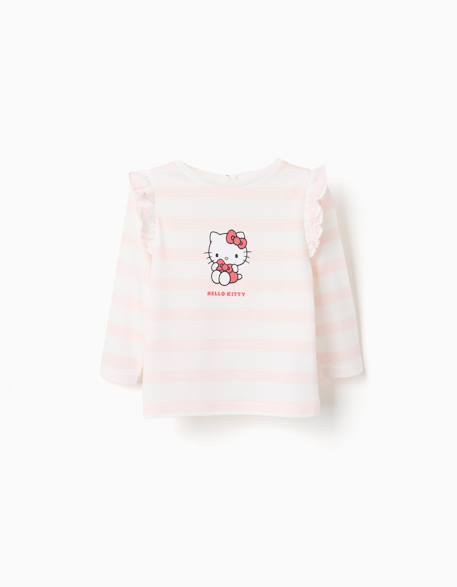 Bébé-T-shirt en coton à rayures avec imprimé hello kitty