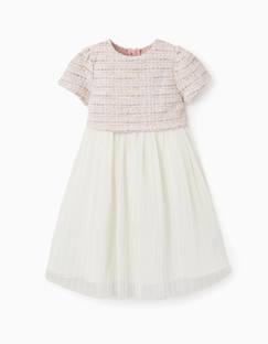 Robe bi-matière à manches courtes en tweed et maille  - vertbaudet enfant