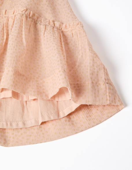 Robe en crêpe à volants et lurex Rose clair 4 - vertbaudet enfant 