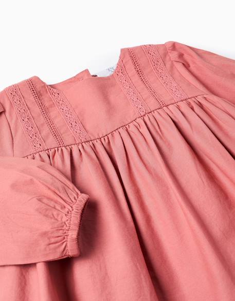 Robe en popeline avec broderie anglaise Rose 3 - vertbaudet enfant 