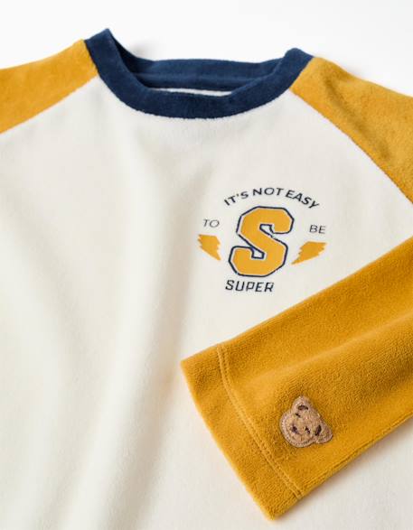 Pyjama en velours avec imprimé Blanc 3 - vertbaudet enfant 