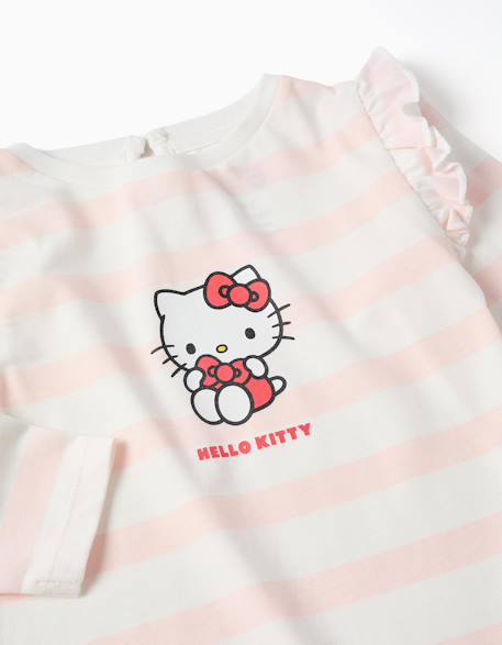 T-shirt en coton à rayures avec imprimé hello kitty Rose clair 3 - vertbaudet enfant 