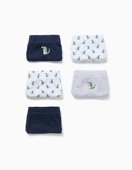 Garçon-Sous-vêtement-Slip, Boxer-Lot de 5 slips en coton avec crocodiles imprimés