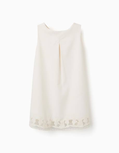 Robe sans manches évasée avec fleurs brodées Blanc 1 - vertbaudet enfant 