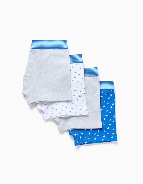 Garçon-Lot de 4 boxers en coton unis/imprimés