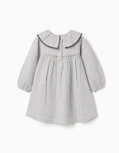 Robe en coton rayé à col volanté b&s Blanc 2 - vertbaudet enfant 