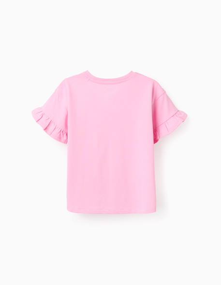 T-shirt en coton à imprimé stitch et angel et volants Rose 2 - vertbaudet enfant 